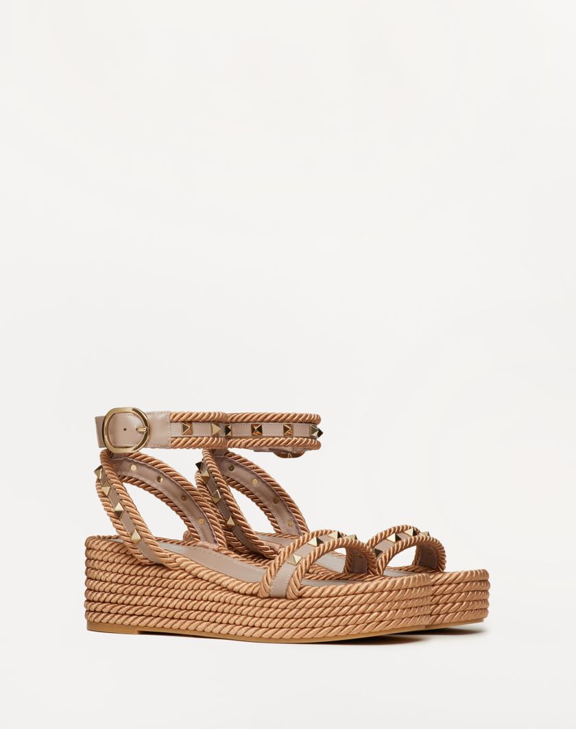 ROCKSTUD FLATFORM SANDAL IN CALFSKIN 45MM - Image 1